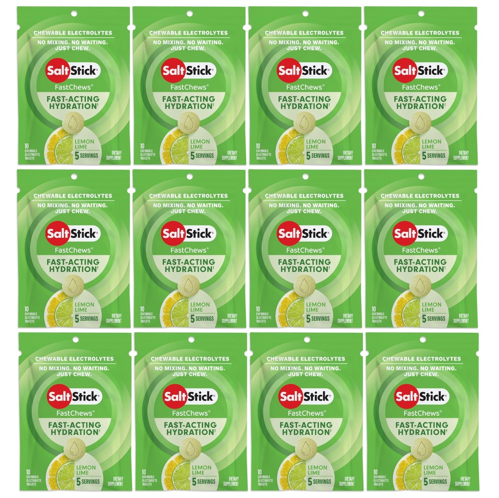 盐Stick Electrolyte Fast Chews Chewble Tables,柠檬莱姆,120个计数,12包每包10个平板
