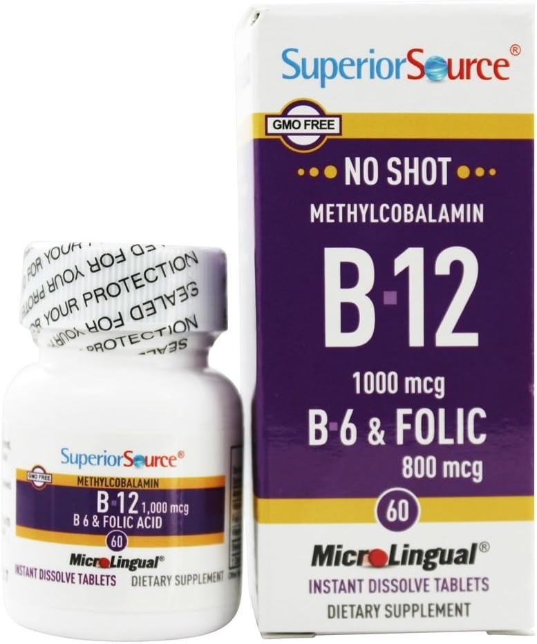 高级来源 -- -- 无B12 甲基Cobalamin 1000 mcg,含B6和Folic Acid 800 mcg。
