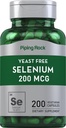 管道岩石 Yeast 自由硒 200 mcg → 200 Capsules → 蔬菜补充 → Non-GMO, Gluten 自由公式
