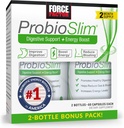 FORCE FACTOR ProbioSlim Probiotic Probiotic Probiotic 供有Probiotics和绿色茶叶提取、减少气体、布洛丁、便秘、支持消化和古特健康,120 Capsules(双包)