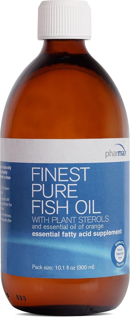 Pharmax Finest Pure Fish Oil | with Plant Sterols and Essential Oil of Orange to Support Optimal Cardiovascular Health | 10.1 fl. oz.