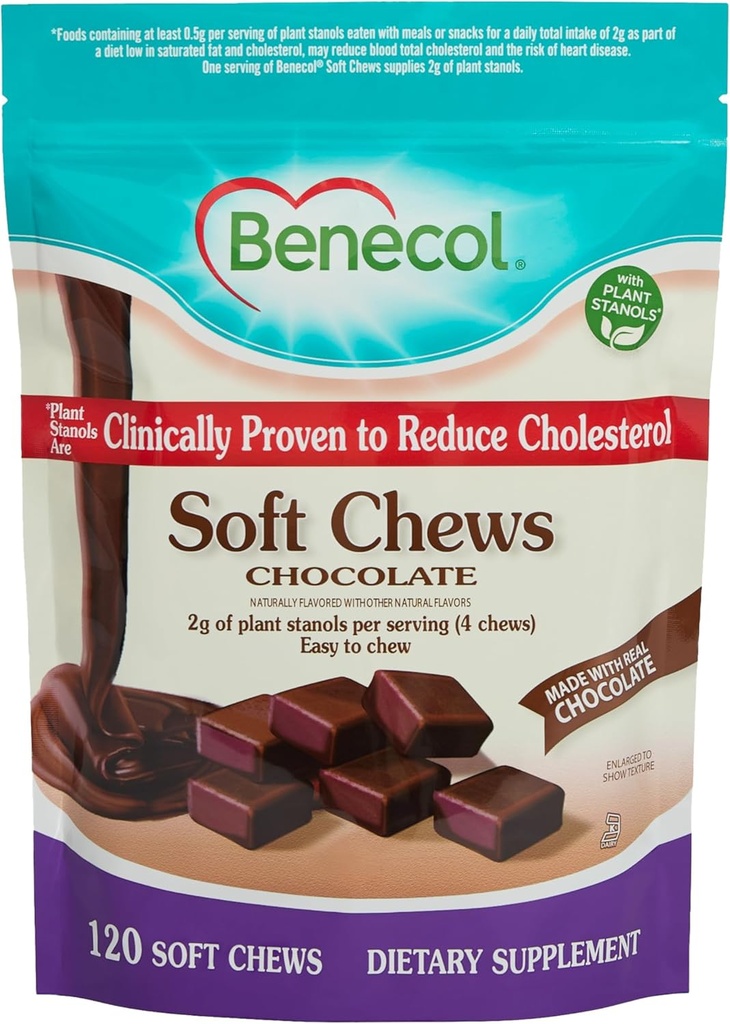 Benecol® 软 Che菜-用临床证明的胆固醇-洛林植物 Stanols-胆固醇管理补充剂(120 巧克力 Che菜)制成.