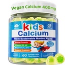 Kids Calcium Gummys + Vitamin D3 K2, 镁,锌, Extra Absolute Algae Calcium Supplement for Kids Gentle to Stomach, Bone, Teeth, Muscle, Brain, 糖免厨童维生素4+, 60 Counts.