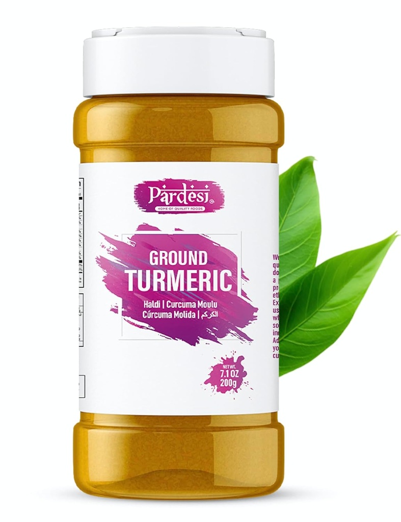 Pardesi Turmeric root Powder 8.11 OZ (230g) 天然,100% Curcumin Ground I Haldi I N NO GMO, Indian Origin, 易与摇摆器存储 Jar – Turmeric Powder, Tummeric Powder, Curcuma en Polvo 100%纯净, 盐自由 - Vegan - Gluten 友好 I Indian Origin