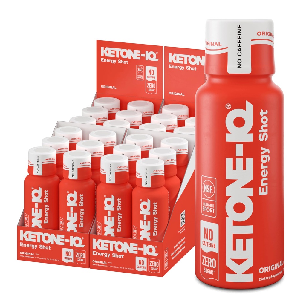 Ketone-IQ No Cafeine Exormane Ketones Energy Shots - 24 Pack Cafeine Free Energy Drinks with 10g Ketones - 免糖,免盐,全天然(原件)
