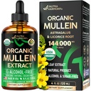 Mullein Drops for Lungs - UDA 有机液体 - Mullein 叶片提取补充剂 - 在美国制造 - Lung & Bronchial Clease for Smokeers - 呼吸卫生支持 - 作为丁卡、茶叶、药片 - 4 fl oz