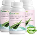 AloeCure Daily Probiotics 10亿CFU 用于消化支持 8 Strains, 6 Prebiotics & Ezymes - 与女性和男性的布洛梅兰的消化补充 - Gut支持,消化救济, 30 Caps x 3btls
