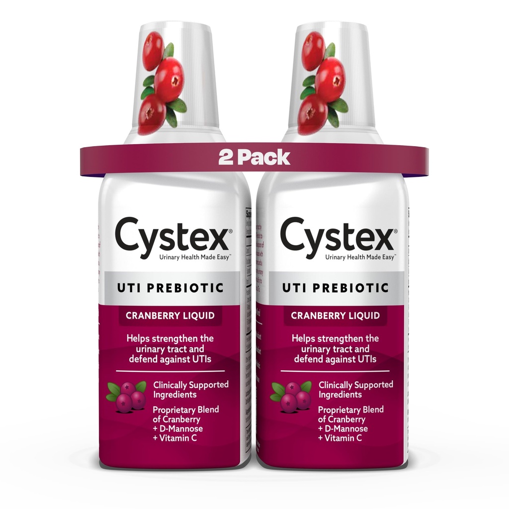 Cystex Urinary Tract Information Application & Protection - Cranberry Prebiotical Supplex 配有D-Mannose & Vitamin C用于UTI 保护与 Urinary 健康维护 - 7.6 fl oz - (包2)