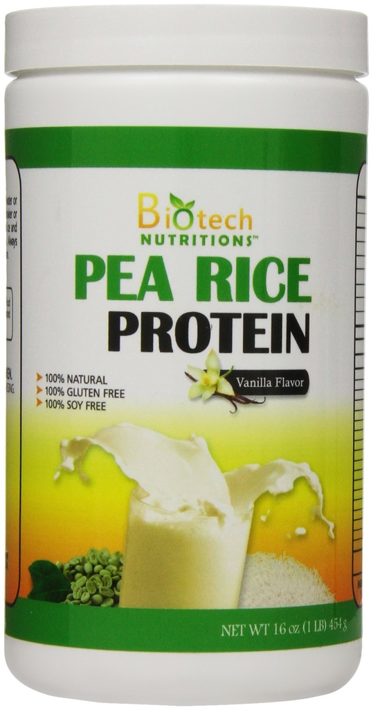 纯非GMO Pea水稻蛋白,香草,16 Ounce