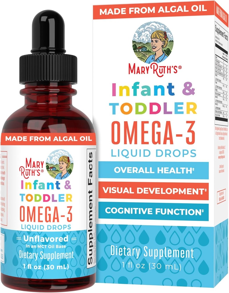 MaryRuth 有机体 婴儿和托德勒 Omega-3 液体滴水量200mg DHA 和 2mg EPA Per service 总体健康与健康发展