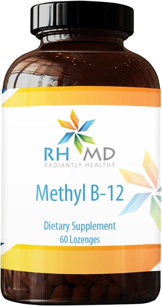 RHMD Methyl B-12 Lozenges - 5000mcg B12 Methylcobalamin Methyl B12 - 维根维生素 B12 饮食补充 - 非转基因物质(60 快速溶解 Lozenges)