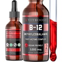 Vegan Liquid B-12 Drops – 60 x 5000 mcg Extrastruction Raspberry Flavored Vitamin B12 液态甲基Cobalamin 亚语言补充 → 设计以最大化吸收和能量 → Gluten Free