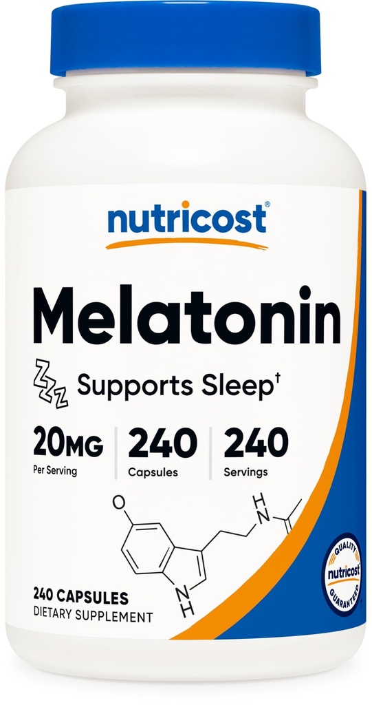 Nutricost Melatonin 20mg, 240 Capsules, Non-GMO & Gluten Free