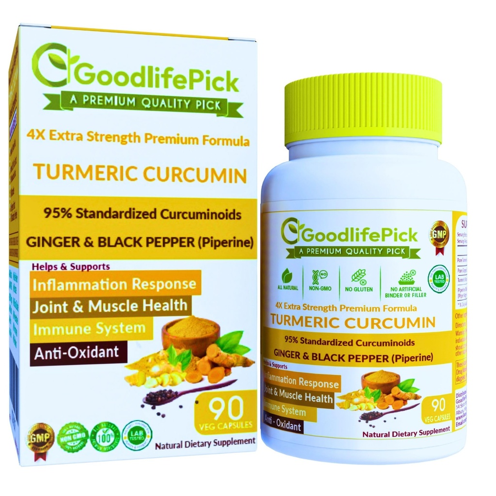 Turmeric Curcumin Capsules 外加姜汁和95% Curcuminoids 和 Black Pepper 提取器以获得最大利益。 所有天然非GMO NO 水稻粉 NO 蒸馏 NO Silica - 90 Veg Cap