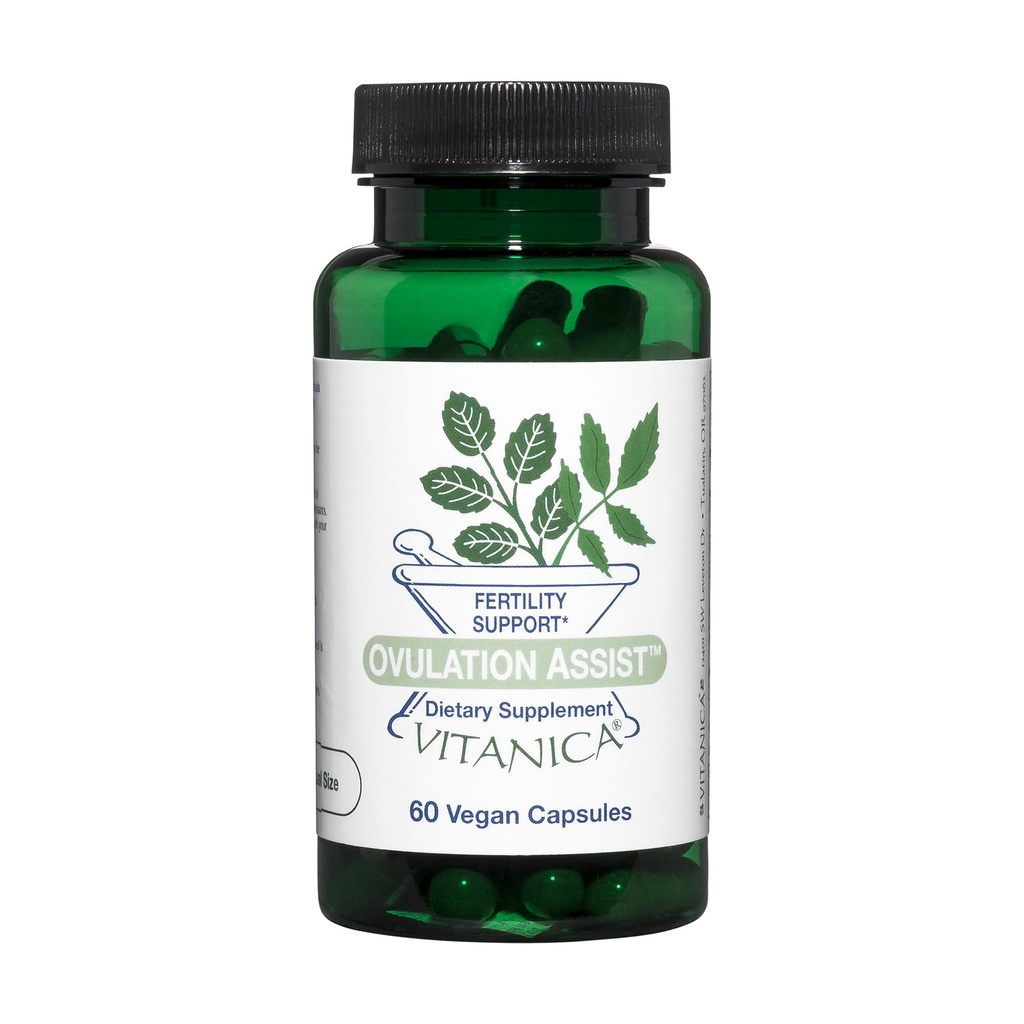 Vitanica Ovulation Assistance - Ovarian Health and Adrenal Assistance with Rhodiola Rosea, Holy Basil, Tribulus Terrestris & Chaste Tree - 草药饮食补充 - Pro Logo - 60 Vegan Caps