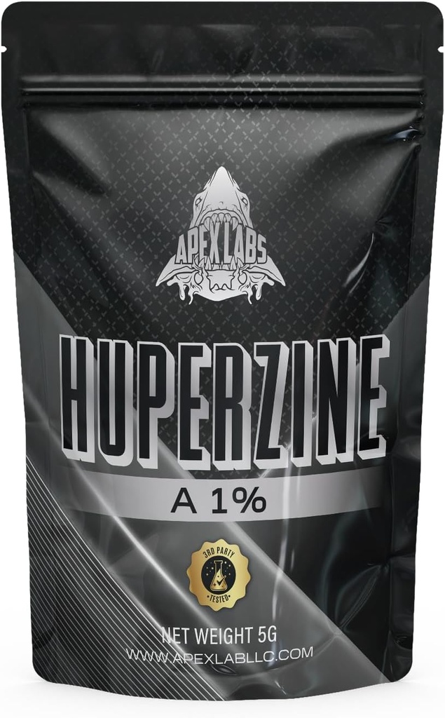 Huperzine-A 1% 粉末补充剂(准备使用) | Huperzia Serrata 提取 | Nootropic Agent | Non-GMO, Gluten Free | |在美国制造 - 第三方测试(5格拉姆)