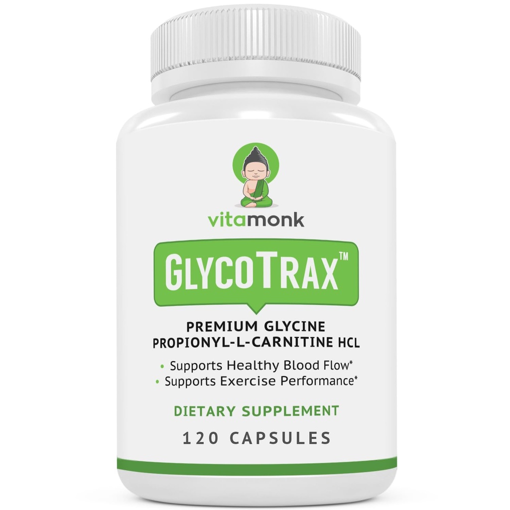 VitaMonk GlycoTraxTM GPLC 特大瓶 - 120 高吸附Glycine 丙基丙基-L-卡尼丁无人工填充剂-Glycine 丙基丙基-L卡尼丁补充剂
