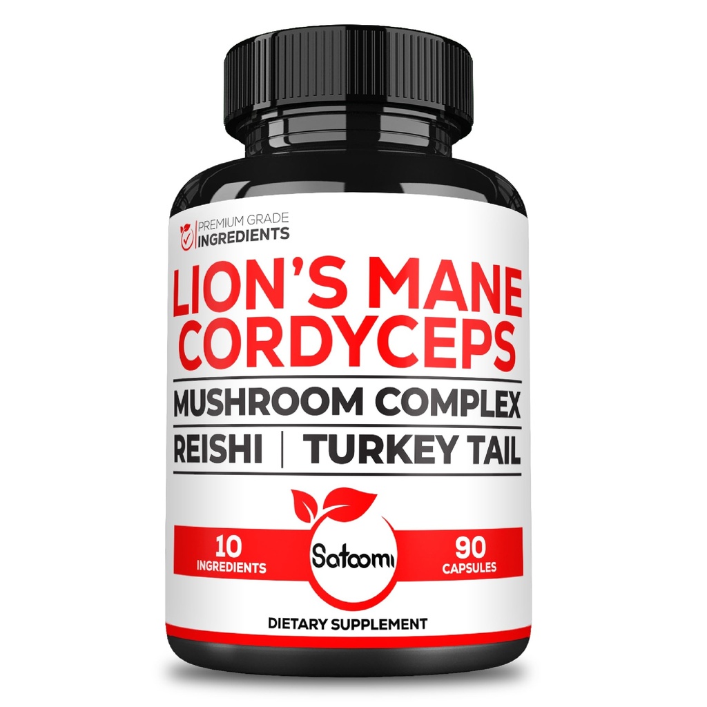Satoomi 10in1 Cordyceps Mushroom Supplement -- -- 与狮子马恩、土耳其Tail Mushroom、Reishi Mushroom 等混合 -- -- 90个供货卡普尔