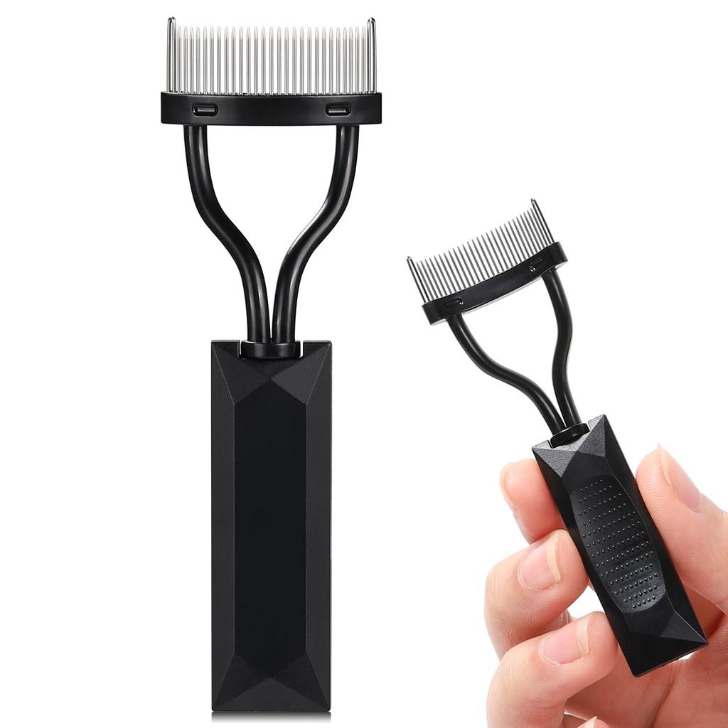 Eylash Comb Separator, Arc 设计的 Lash 定义器 Comb 化妆机 Mascara Comb 应用器 带有封面,眼部化妆笔刷工具(黑色)