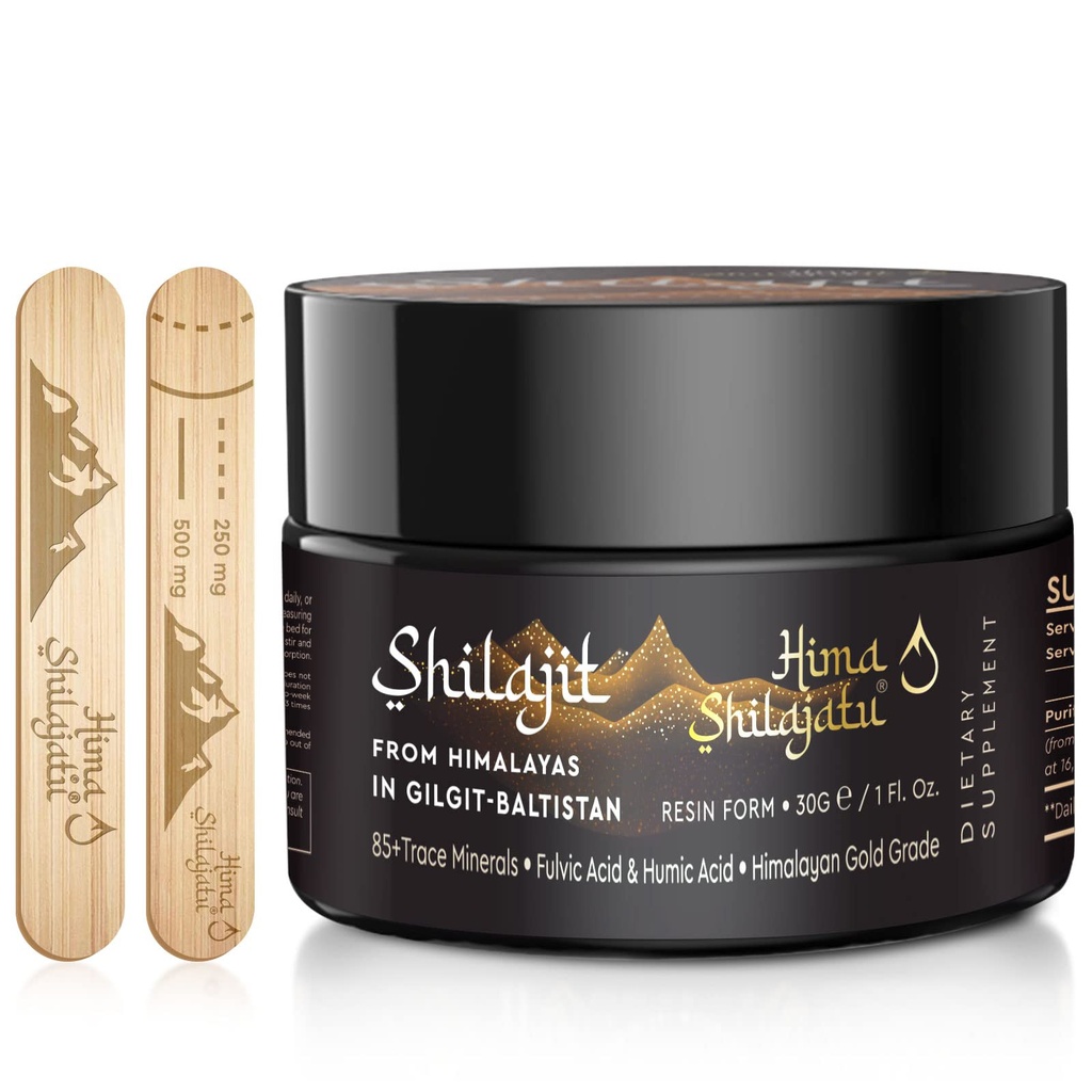 Shilajit Purest 喜马拉雅有机物 Shilajit Resin - 黄金级 100% Purity Shilajit with Fulvic Acid & 85+ Trace Minerals Complex for Energy & Imune Support, 30格拉姆(2个月供应)