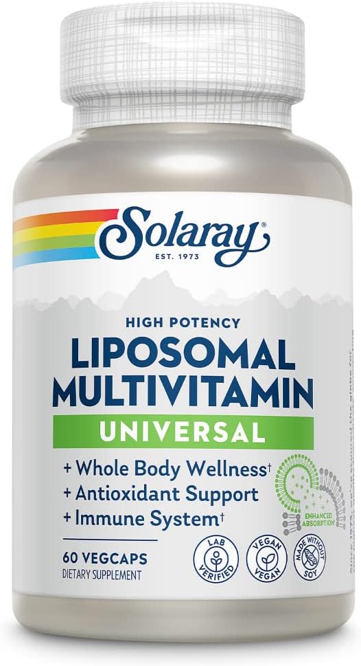 SOLARAY Liposomal 多维素用于男女、高概率、强化吸收维生素C、维生素D、生物素、甲基B-12、Odor中和精致文摘、30种服务、60种蔬菜