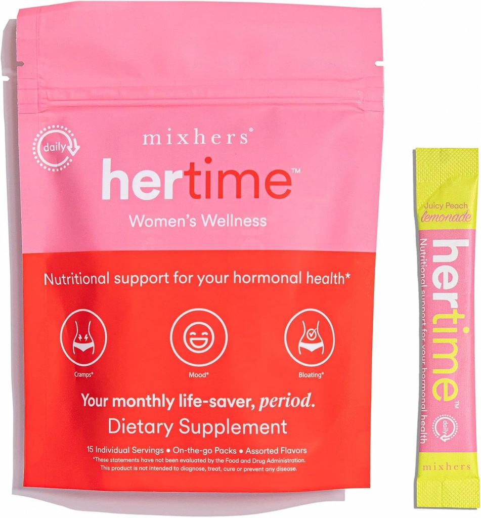 MICHERS Hertime PMS - 支持女性的荷尔蒙健康 - 支持健康的月经循环 - 与矿物,小豆根,西伯利亚金森 - 无糖 - 15个饮料包 - 桃李柠檬水