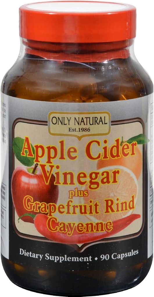 只有天然苹果苹果苹果醋加葡萄果 Rind Cayenne Capsules, 90-Count