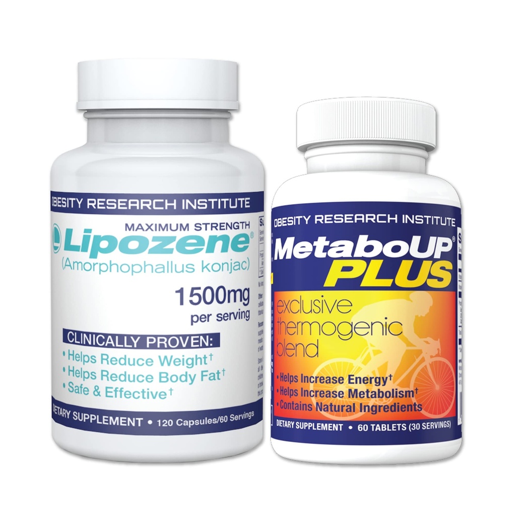 Lipozene Weight Loss Combo of one Mega Bottle 120 Count and one Bottle of MetaboUP Thermogenic 补充 60 Count in Total - 促动代谢,增加能量,控制你的胃口
