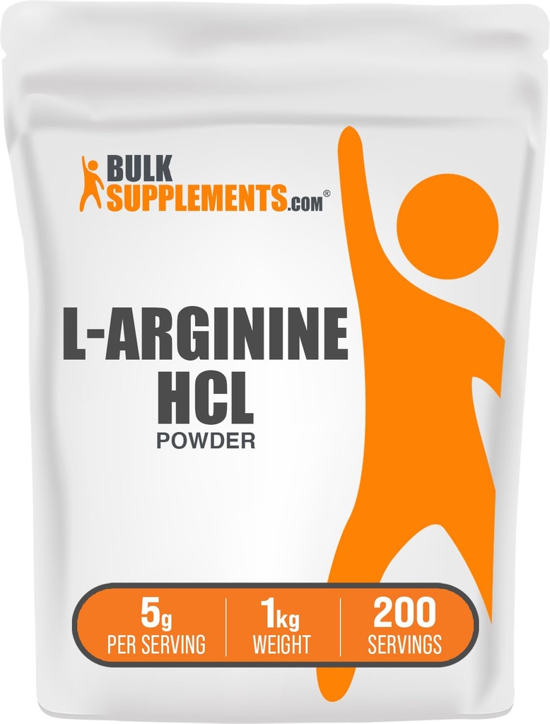 Bulk Assupports.com L-Arginine HCl 粉末 - Nitric Oxide Assuppose, Arginine Power - 不受欢迎的 & Gluten Free, 每架5g, 1kg (pack of 5) (11磅)