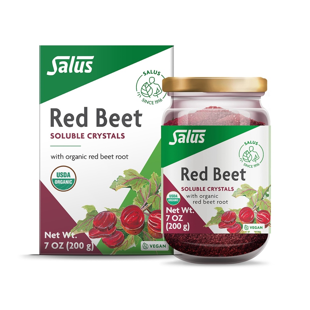 Salus Red Beet Crystals - 有机营养甜菜根粉末混合剂 - 配有维生素C,Folate,镁和钾的超级食品粉末补充剂 - 7 oz