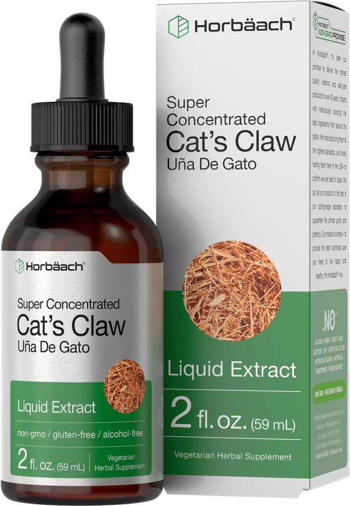 Horbäach Cats Claw Herb 提取小叮当 → 2 Fl Oz → 无酒精 → Vegetarian, 非GMO, Gluten 自由液体