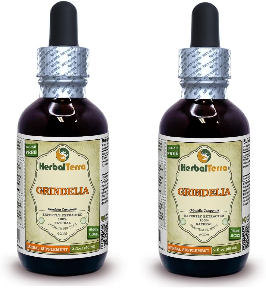 Grindelia (Grindelia Camporum) 丁香,干草液体提取物(Brand name:Herbalterra, Proudly made in USA) 2x2 fl.oz(2x60 ml)