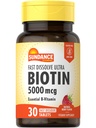 圣丹斯快速溶解 Biotin 5000mcg + 30 块 基本 B-维生素 + 天然 Berry Flavor + 蔬菜, Non-GMO 和 Gluten 免费补充