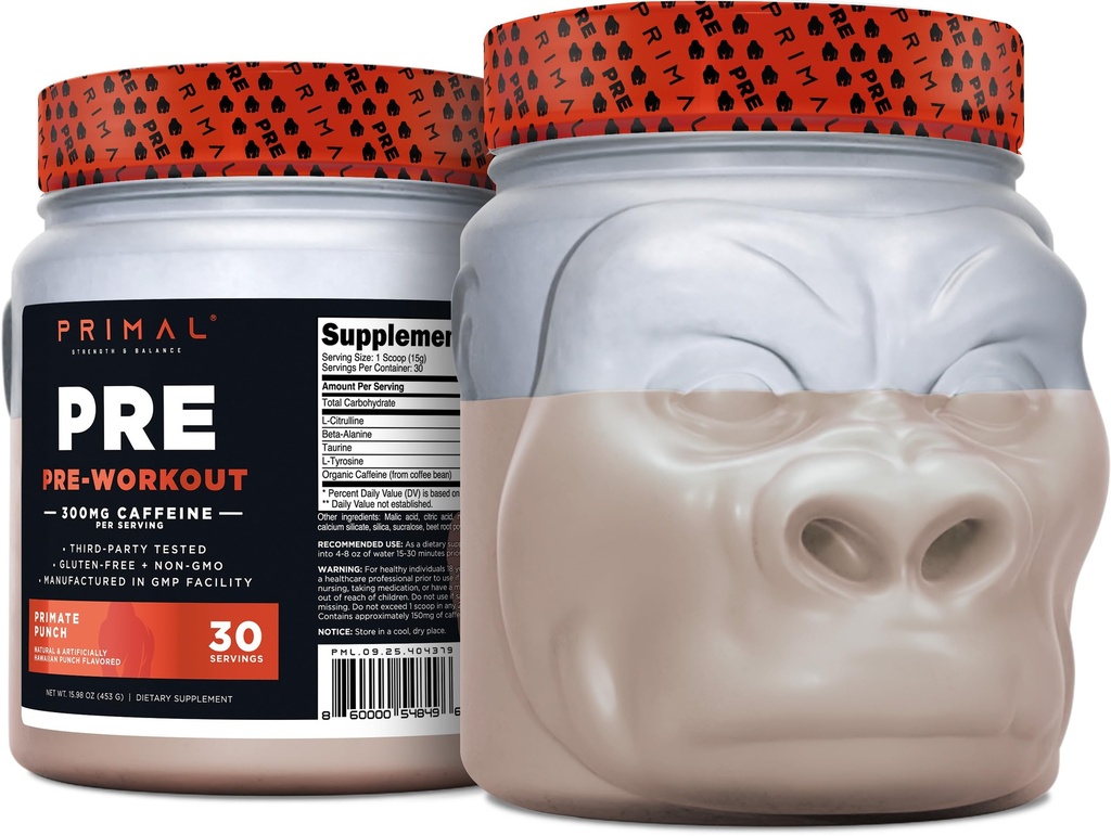初级工作前Primal Primate Punch (30 services)(热带火焰) - Gluten Free & 非GMO