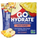 GoHydrate 即时水分粉包 - 低钠电解质 饮料混合 - 天然水分支持,无糖电解质 火药饮料 维生素D,30 Packs,水果扑克