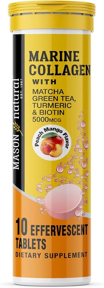 MASON NATURAL 海洋钴与Matcha 绿茶,Turmeric 和 Biotin - 健康头发,皮肤和钉子和关节,强抗氧化剂,10 Effervescent 片
