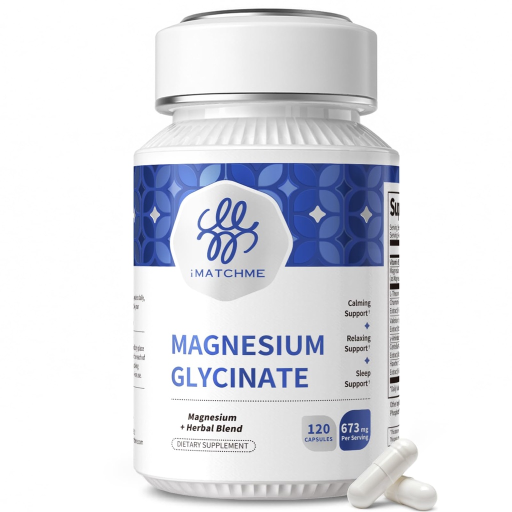 iMATCHME Magnesium Glycinate 155mg with L-Theanine, Chamomile & GABA 120 ct