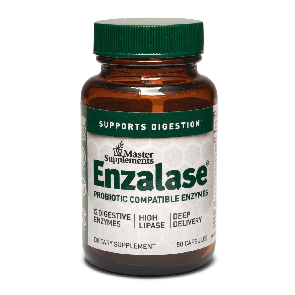 Enzalase主补充剂 - 50 Capsules - Probiotic 兼容酶 - 提供消化助力 + Gas & Bloating Relief - Gluten Free - 50 services