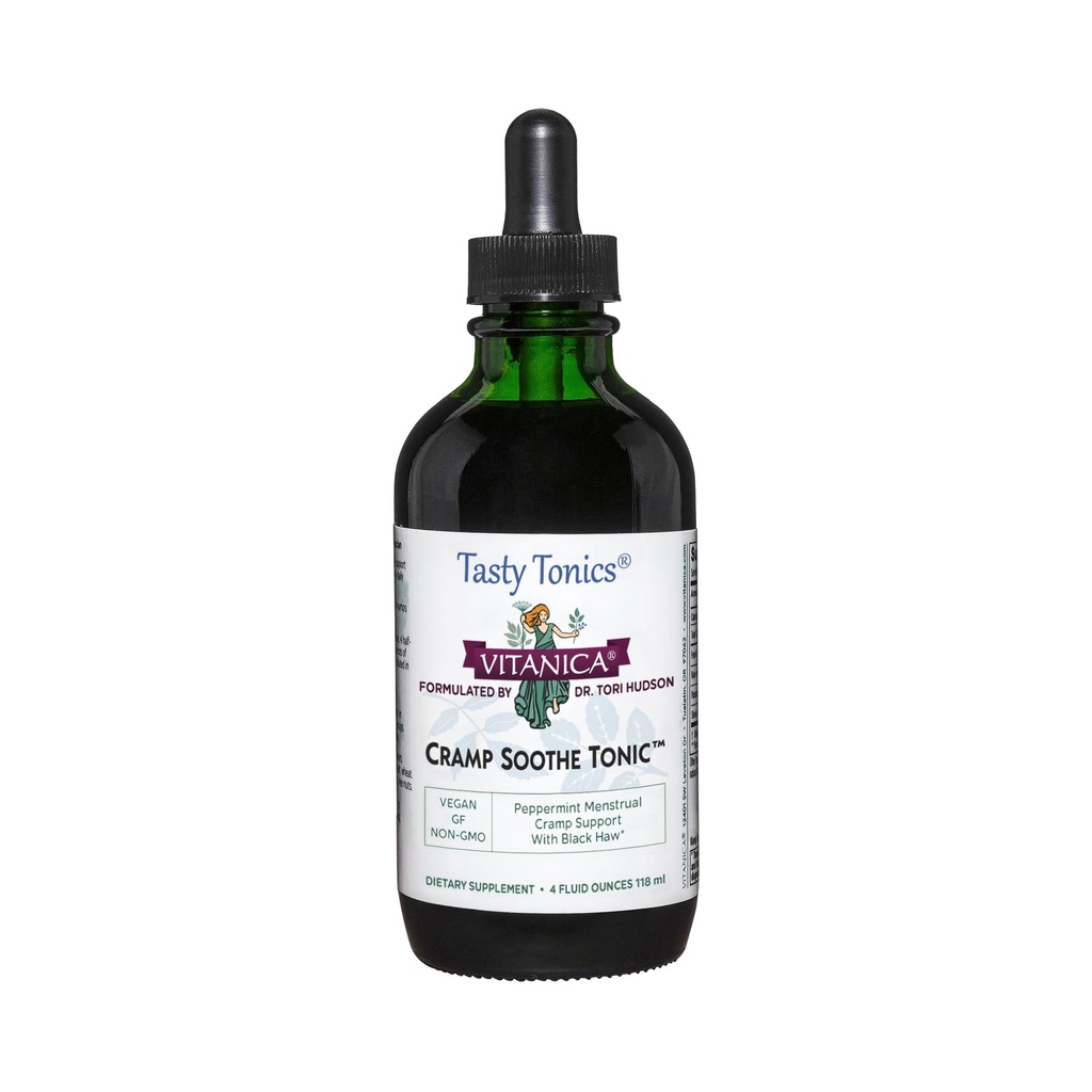 维塔尼卡 Cramp Soothe Tonic, Dr Producted Menstrual Cramp Support, 配有黑Haw Bark, Valerian Root, Ginger Root, 和 Garrya Herb, 无酒精, Vegan, 4 Ounce , 配音员