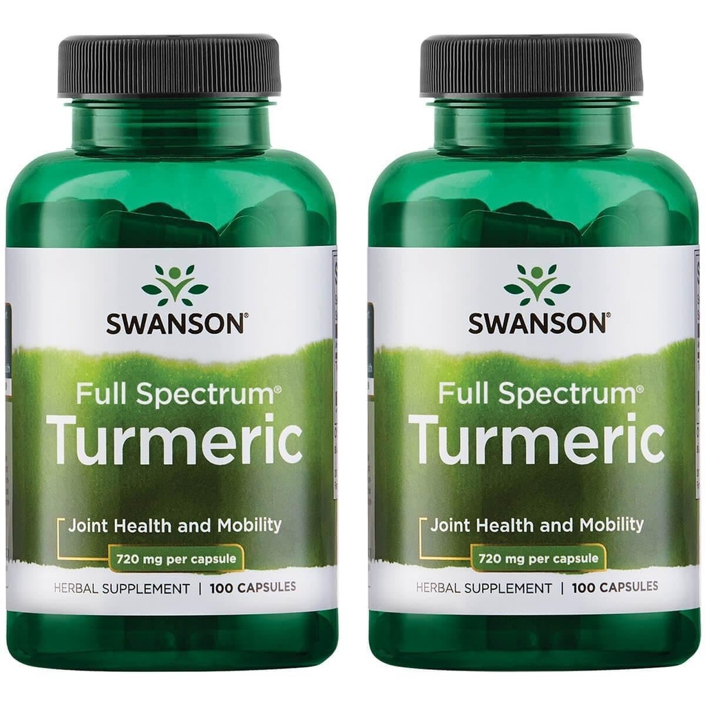 Swanson Premium Brand Turmeric Curcumin 抗氧化剂联合健康心血管活体解毒和记忆支持补充Curcuma Longa(Rhizome) 1.44克(1 440毫克) 100个卡普尔(2个包)