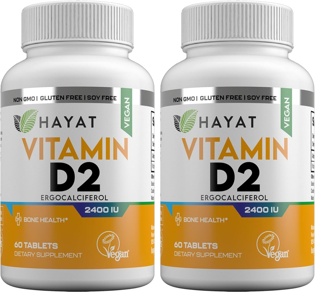 HAYAT 维生素 Vegan 天然维生素D 24 IU, D2, 合格Halal(包2)