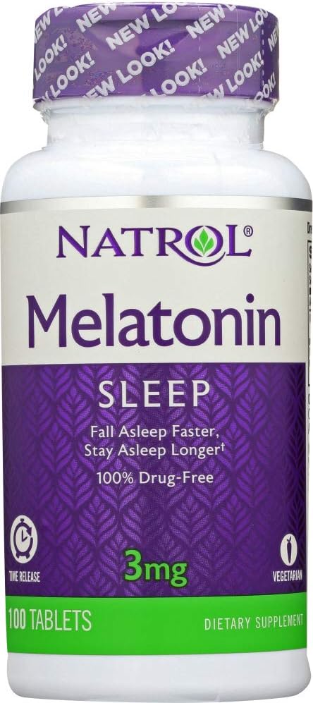 Natrol Melatonin 3 mg 睡眠时间释放 饮食补充片100 ea(包4)