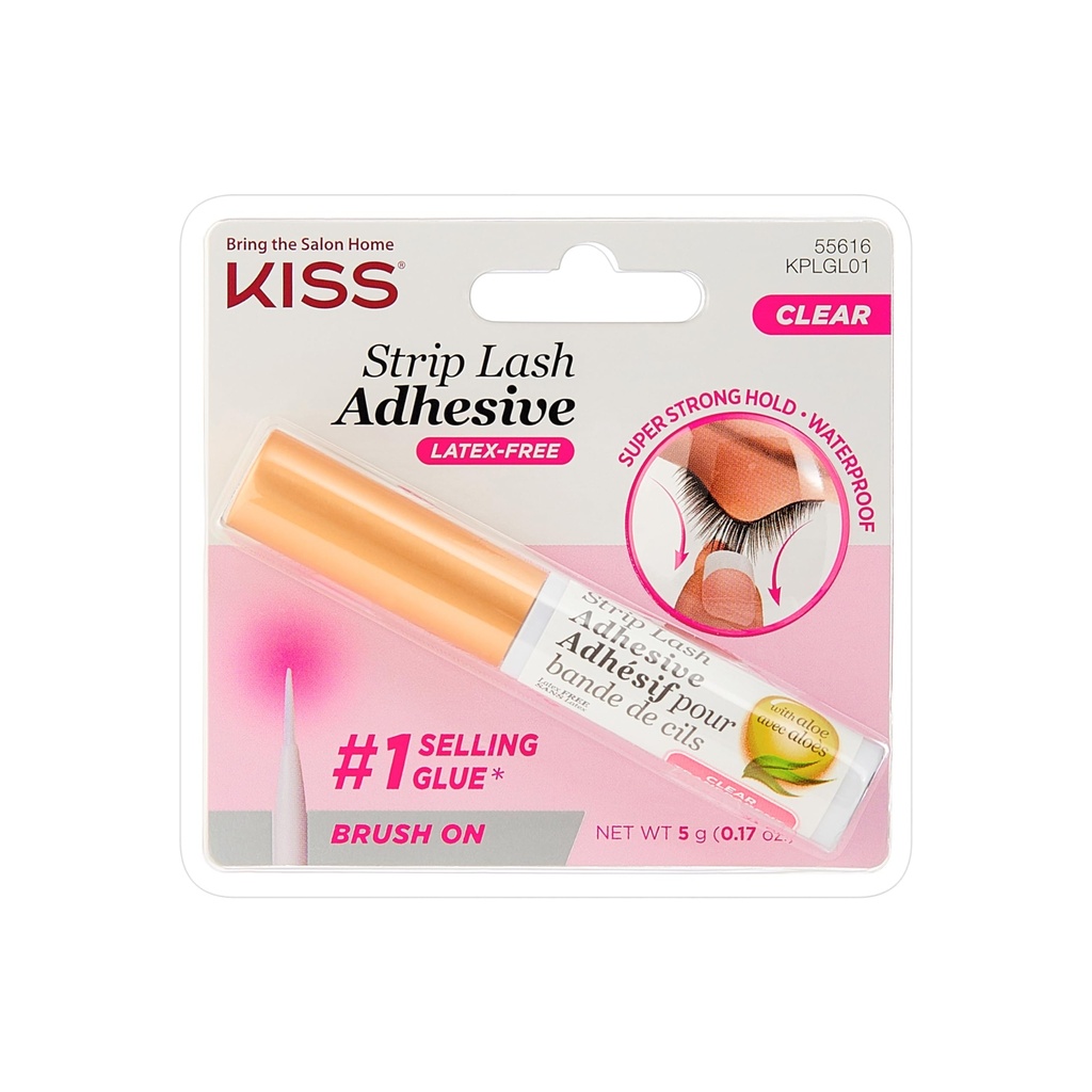 KISS Clear Street Lash Adhesive with Aloe,防水,甲醛和Latex Free,Odor Free,Cruelty Free,超级强力牵引眼球Glue with Brush Application, 0.17 Oz.