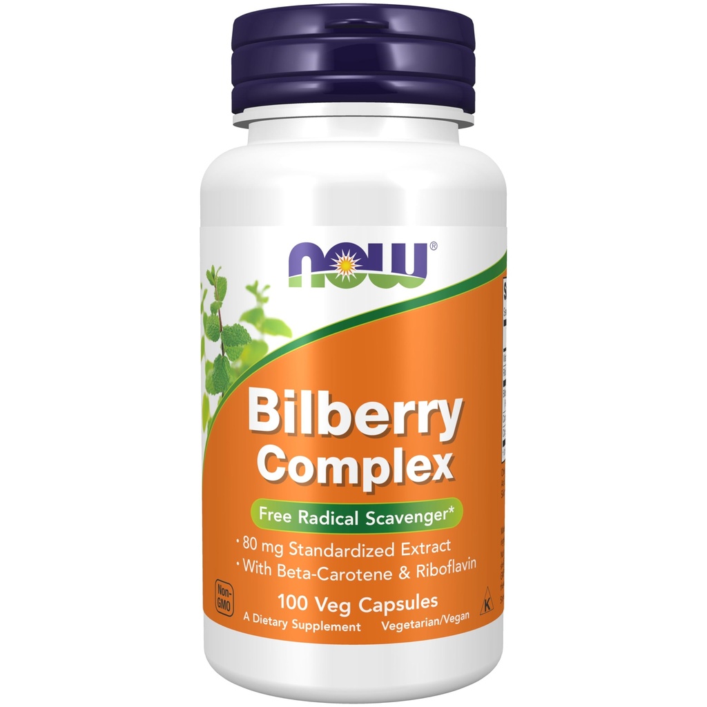 Now食品补充品,Bilberry(Vaccinium myrtilus) 80毫克与Beta-Carotene & Riboflavin,100维卡普尔
