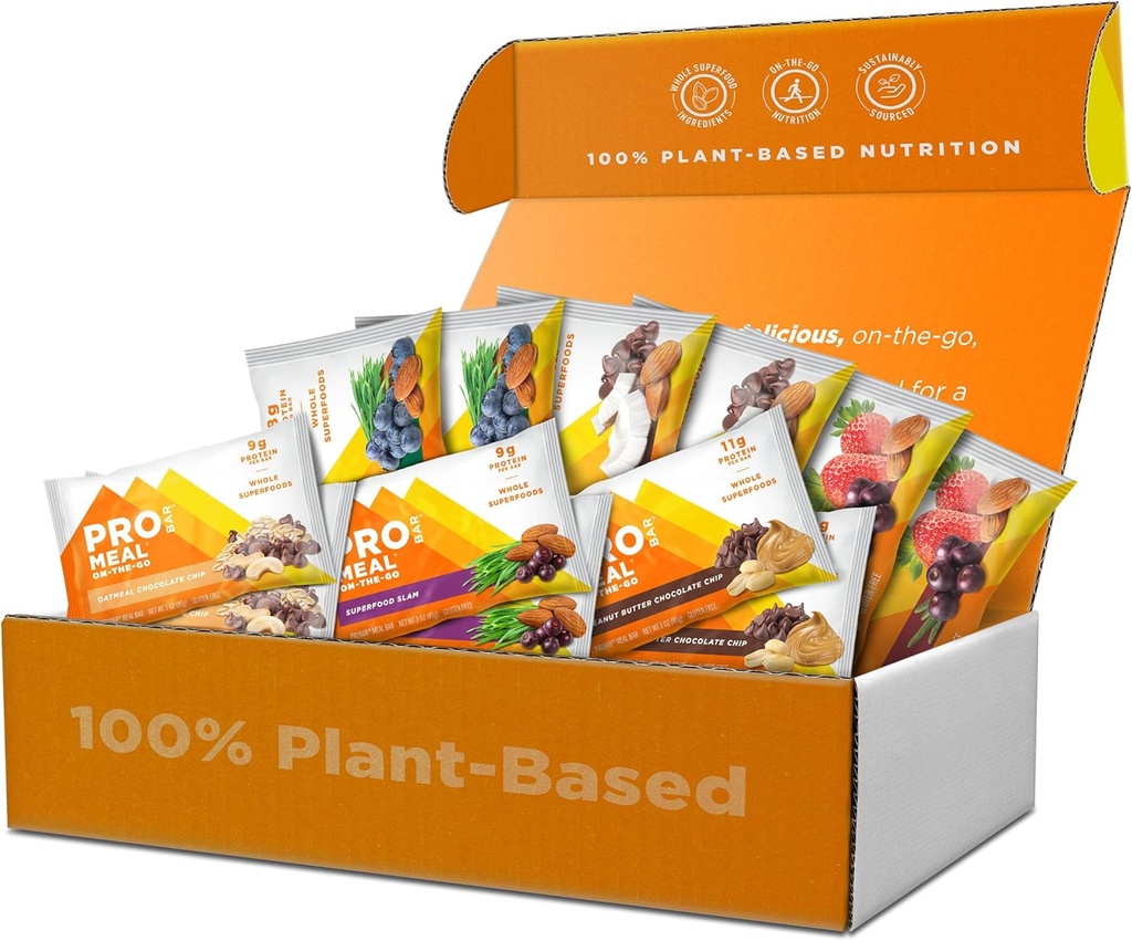 PROBAR – MEAL Bar Fan Favorites Variety Pack (6 Flavor), Natural Energy, Non-GMO, Gluten-Free, Plant-Based, Whole-Food Ingredients (12 Count)