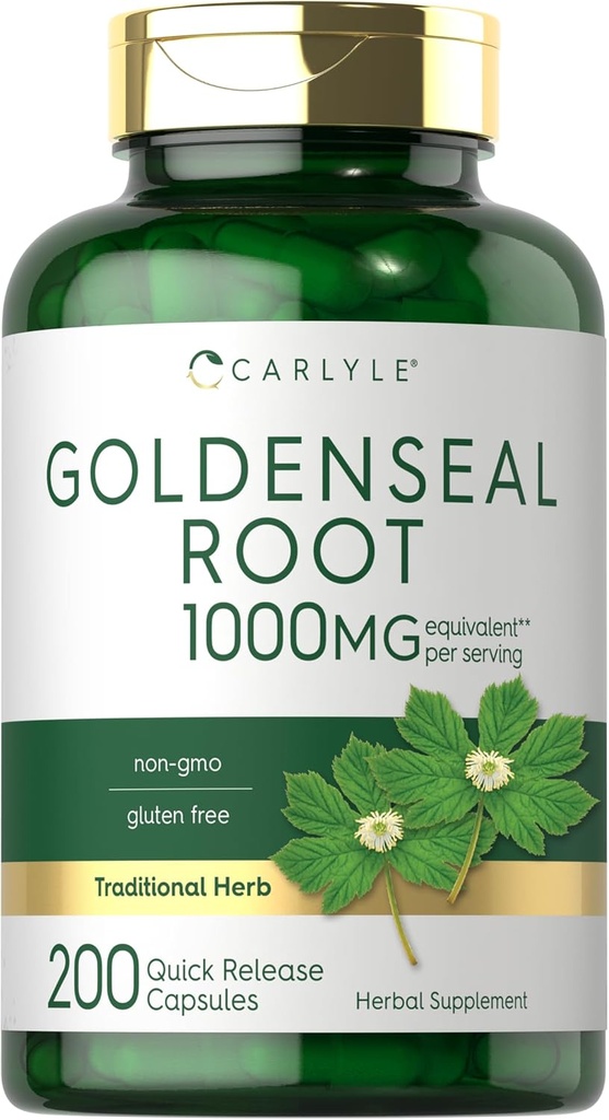 Carlyle Goldenseal Root Capsules 1000 mg | 200 Counter | 传统草药补充 | Non-GMO, Gluten Free
