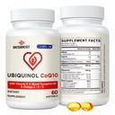 Besibest Ubiquinol CoQ10-600mg-Softgel, Active Coq10 Ubiquinol 配有维生素E & Omega 3, 6, 9, 高吸附-Coenzyme-Q10, 能源生产的强抗氧化剂, 测试, 60 Counter