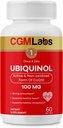Ubiquinol 100MG 活性与非氧化化(减少)形式的CoQ10 - Strong 抗氧化剂饮食补充,支持健康,健康胆固醇 - 60 Softgel by CGM Labs
