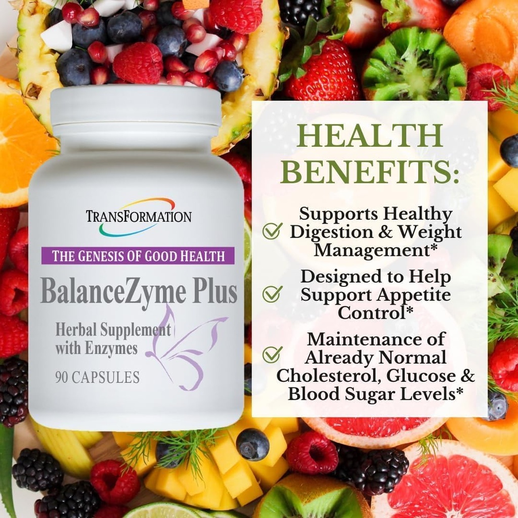 转化良好健康平衡Zyme Plus给妇女和男子,与Garcinia Cambogia和Enzyme Blends促进健康消化,Gut健康,90盖