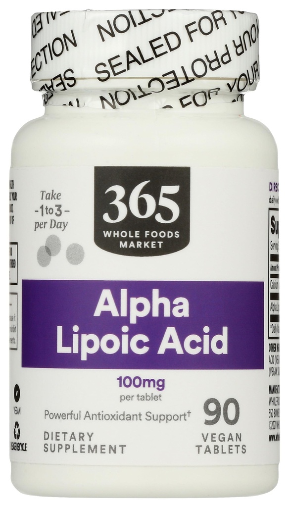365 由全食品市场, Alpha Lipoic Acid 100mg, 90 Counter 制作